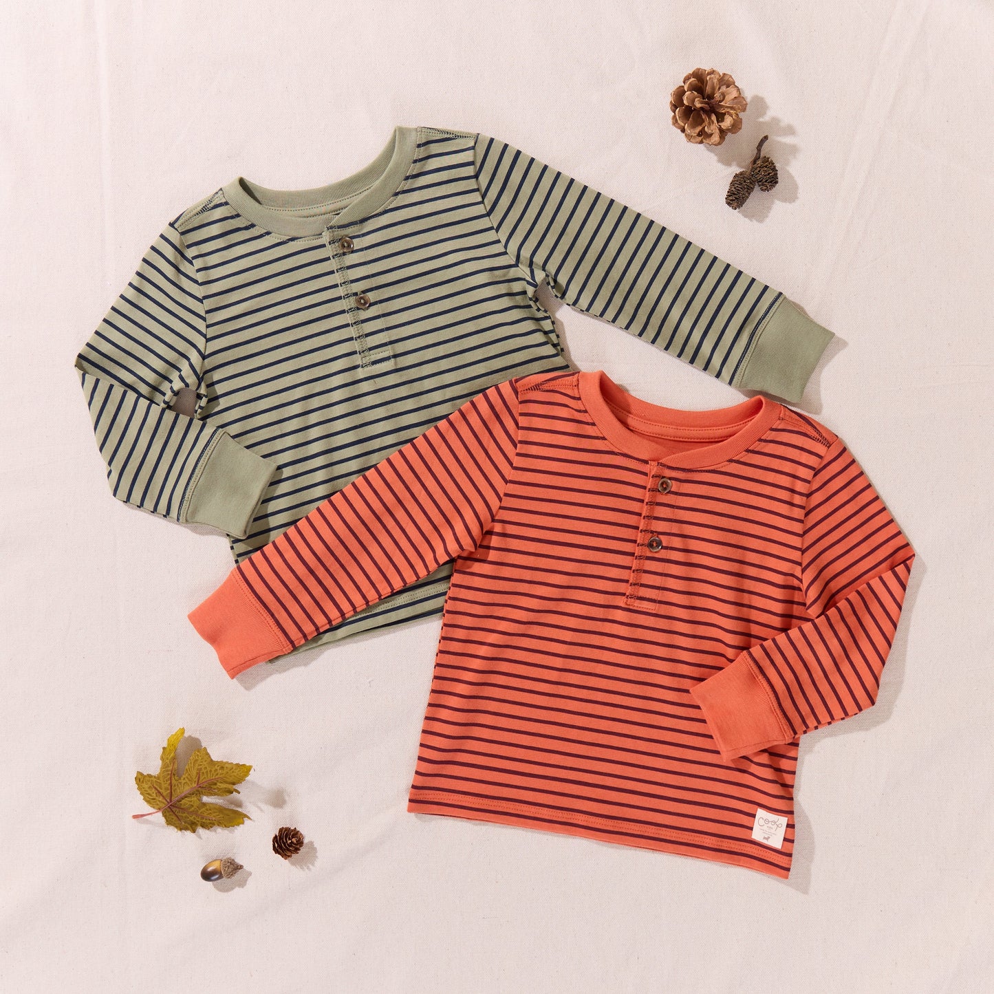 Scout Long Sleeve Henley T-Shirt - Green Mini Stripe