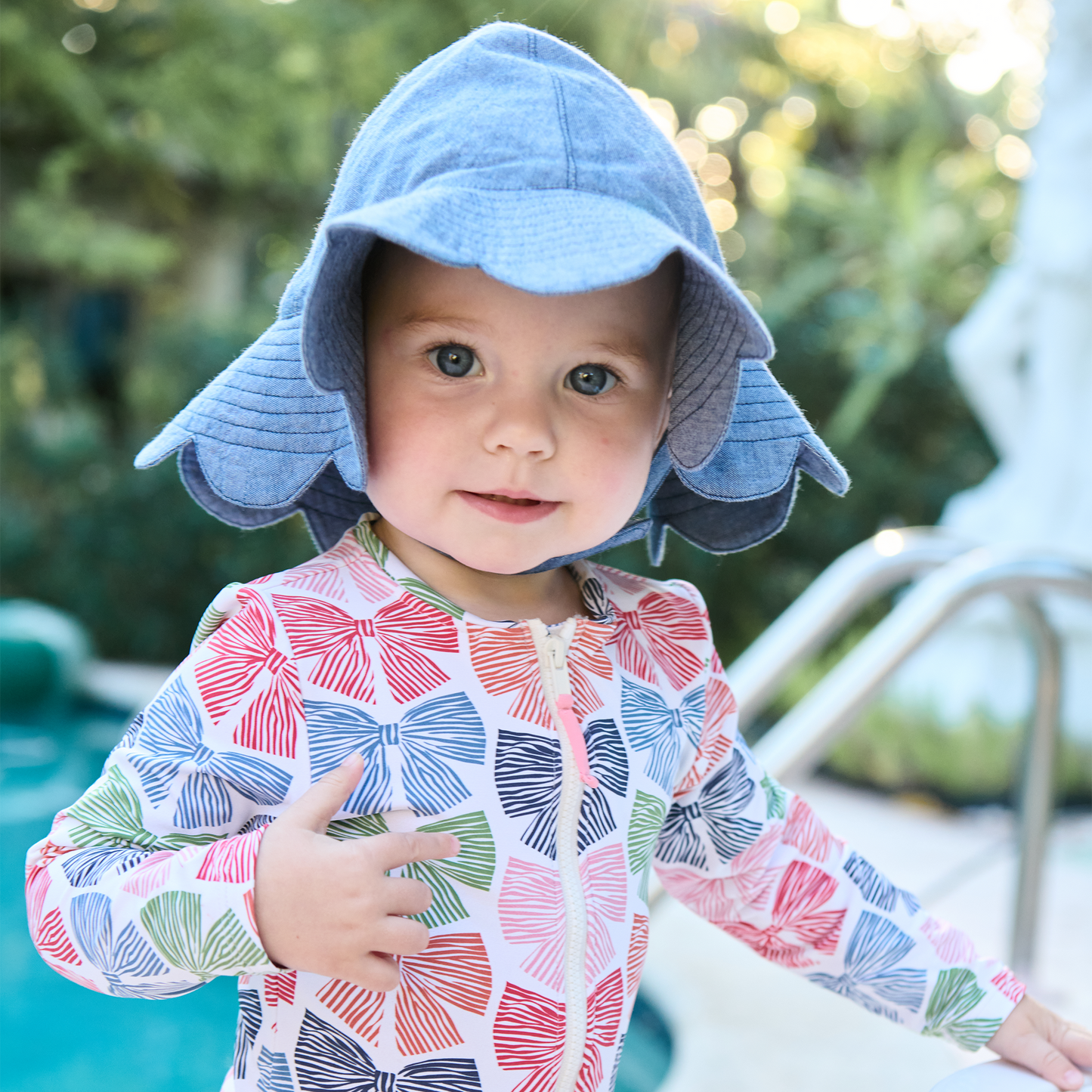 Baby Girls Scallop Sun hat - Chambray