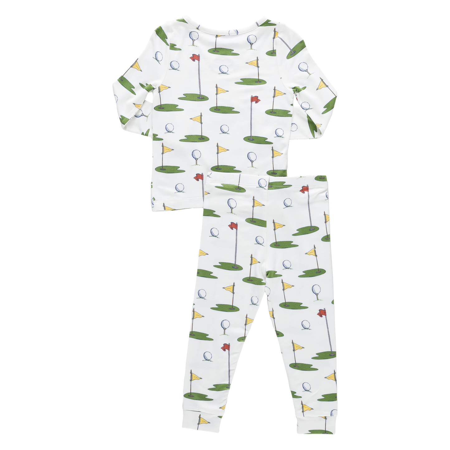 Kids Bamboo PJ Set - Cream Golf Tournament