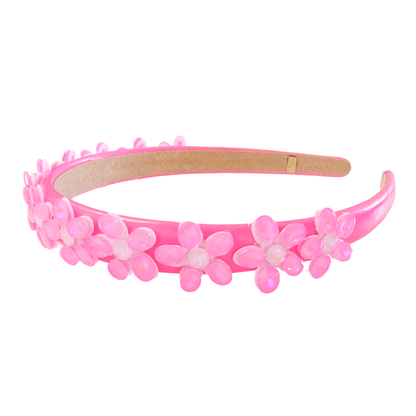 Crystal Flower Headband - Neon Pink