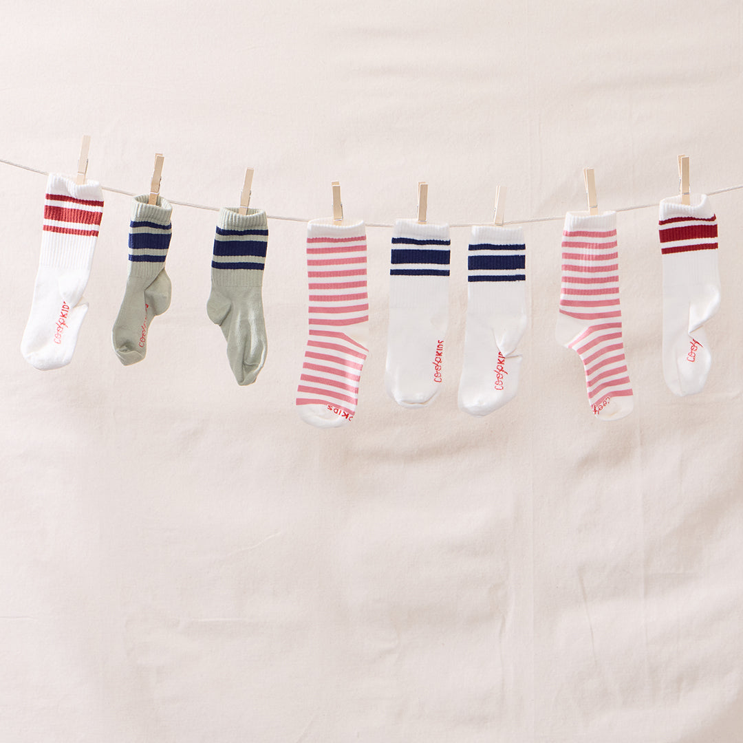 Scooter Mid Crew Sock - Navy Stripe