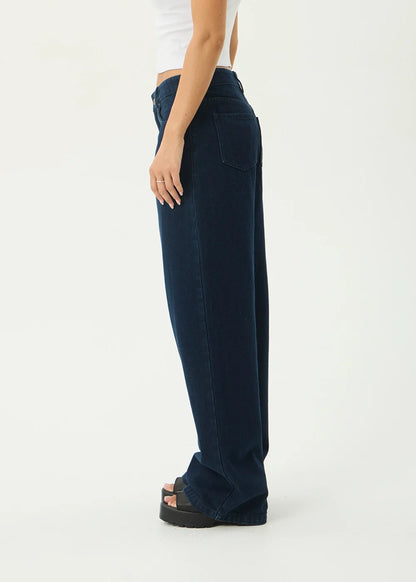 AFENDS Womens Alyra - Low Rise Wide Leg Jean - Ink