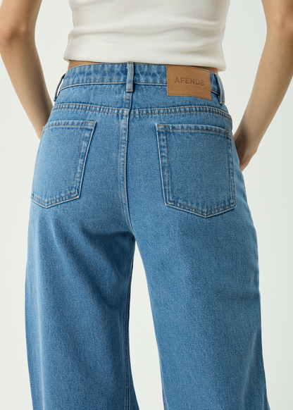 AFENDS Womens Gigi - Denim Flared Leg Jean - Worn Blue