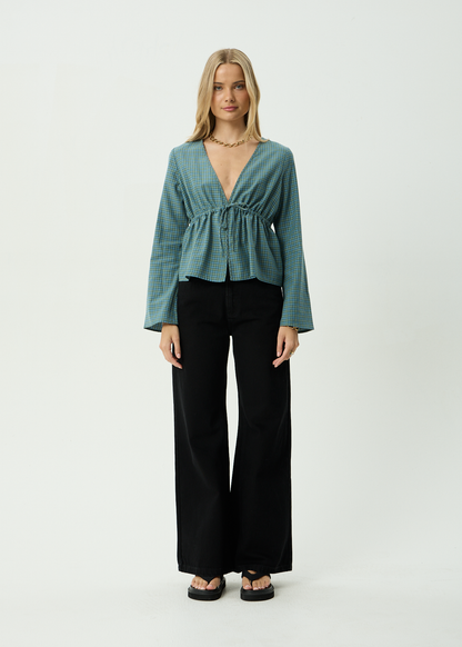 AFENDS Womens Voyager - Tie Top - Deep Olive Voyager