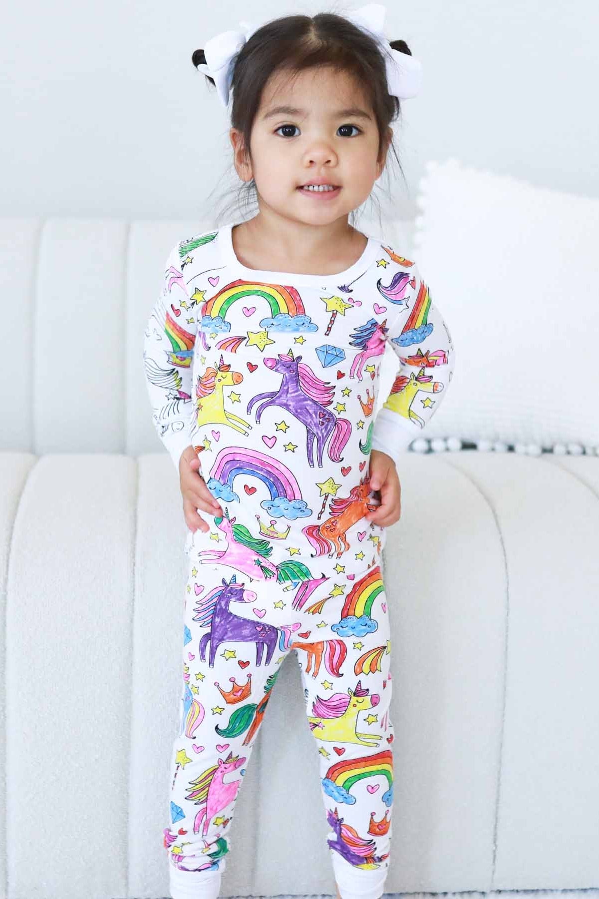 Colorable Two Piece Pajama Set | Enchanted Unicorns