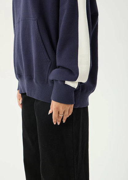 AFENDS Womens Community Garden - Quarter Zip Jumper - Washed Deep Sea
