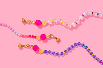 Eloise Beaded Necklace - Marbled Dark + Light Pink