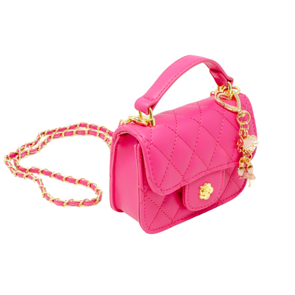 Tiny Quilted Ballet Charm Handbag - Hot Pink