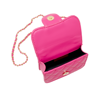Tiny Quilted Ballet Charm Handbag - Hot Pink