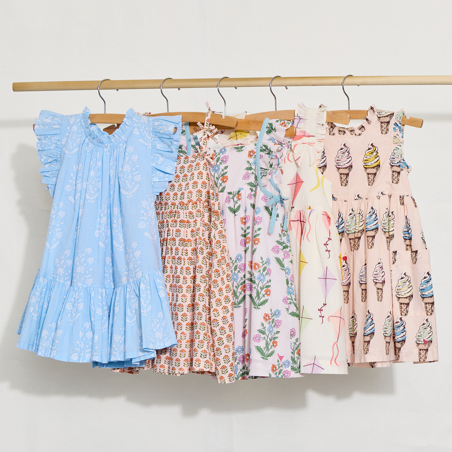 Girls Harper Dress - Blue Dewdrop Block Print