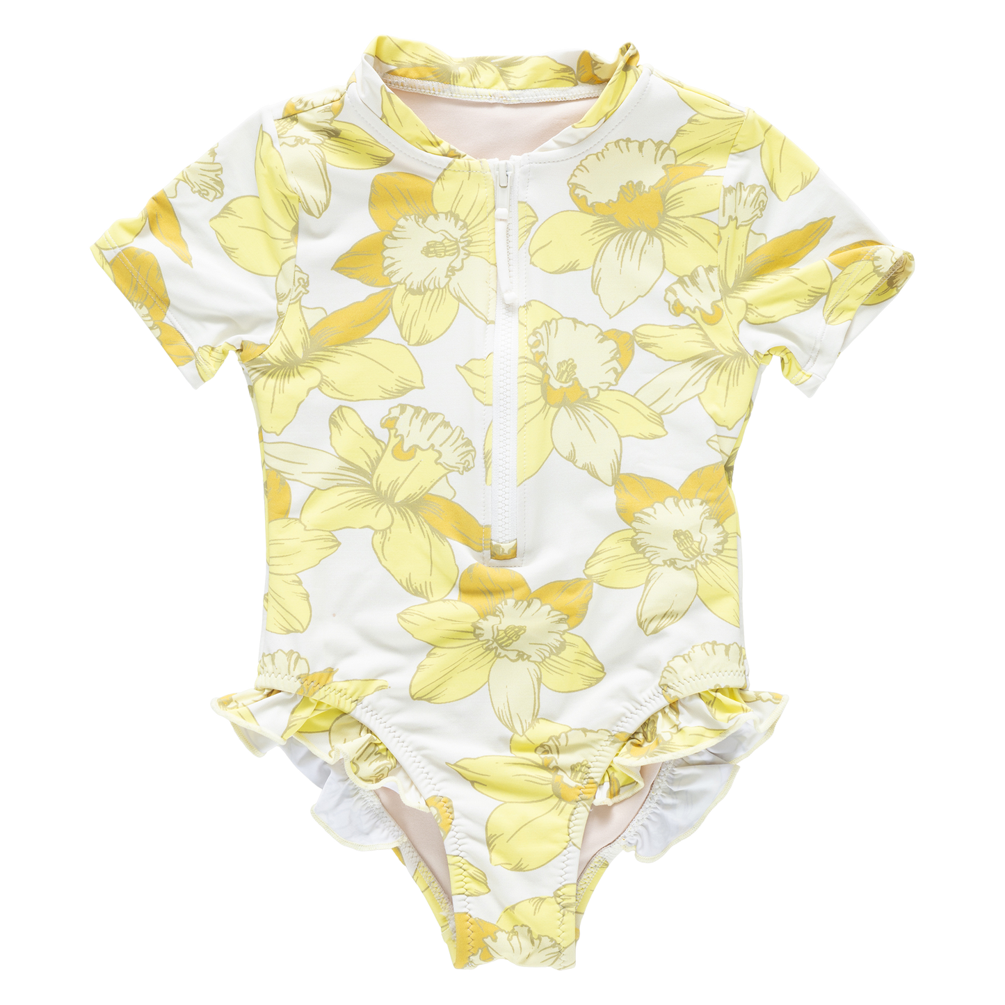 Girls Short Sleeve Arden Suit - Yellow Daffodils
