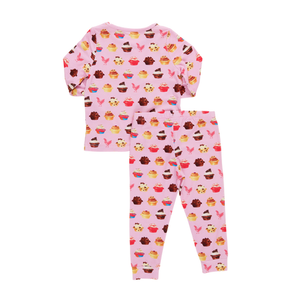 Kids Bamboo PJ Set - Pink Cupcakes