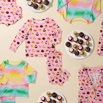 Baby Bamboo Romper - Pink Cupcakes
