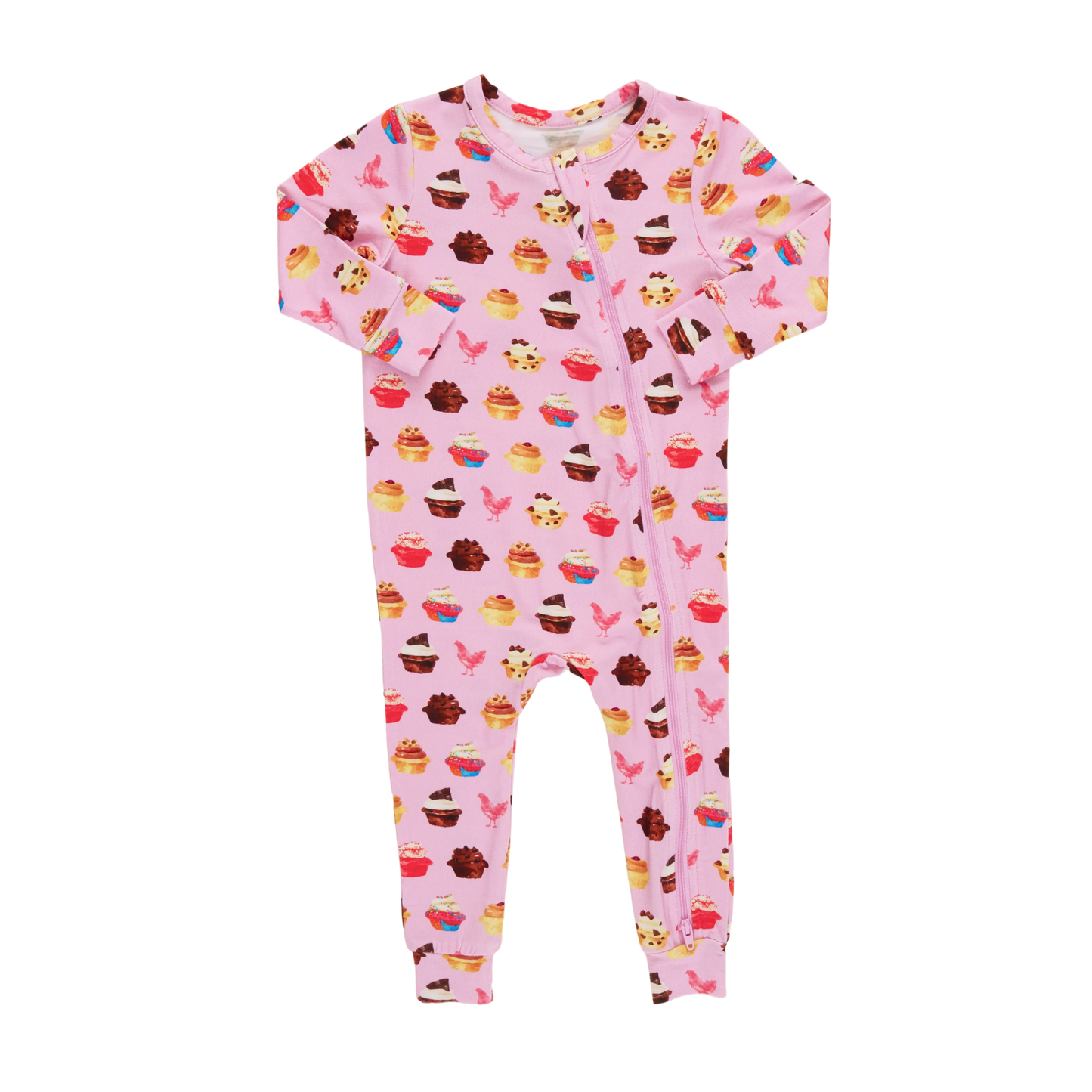 Baby Bamboo Romper - Pink Cupcakes