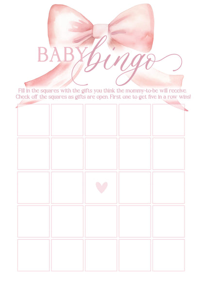 Bow Baby Shower Games - Free Baby Shower Digital Download
