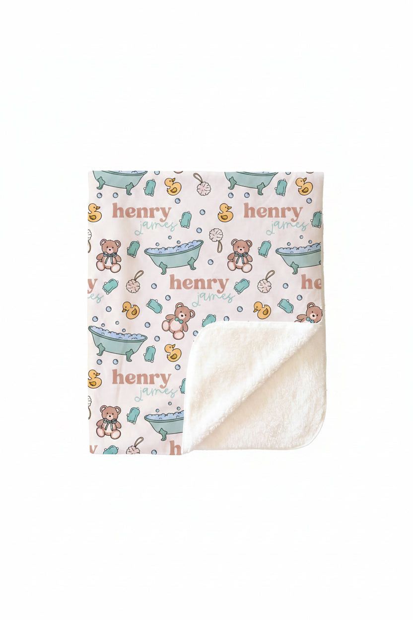 Bathtime Besties Personalized Kids Blanket | Blue