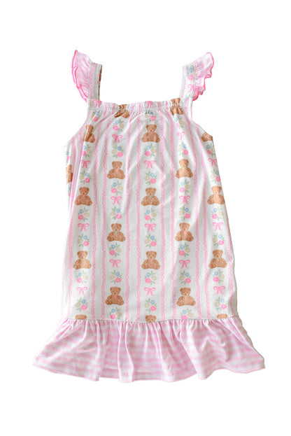 Girls' Full Length Ruffle Nightgown | Beary Lovely
