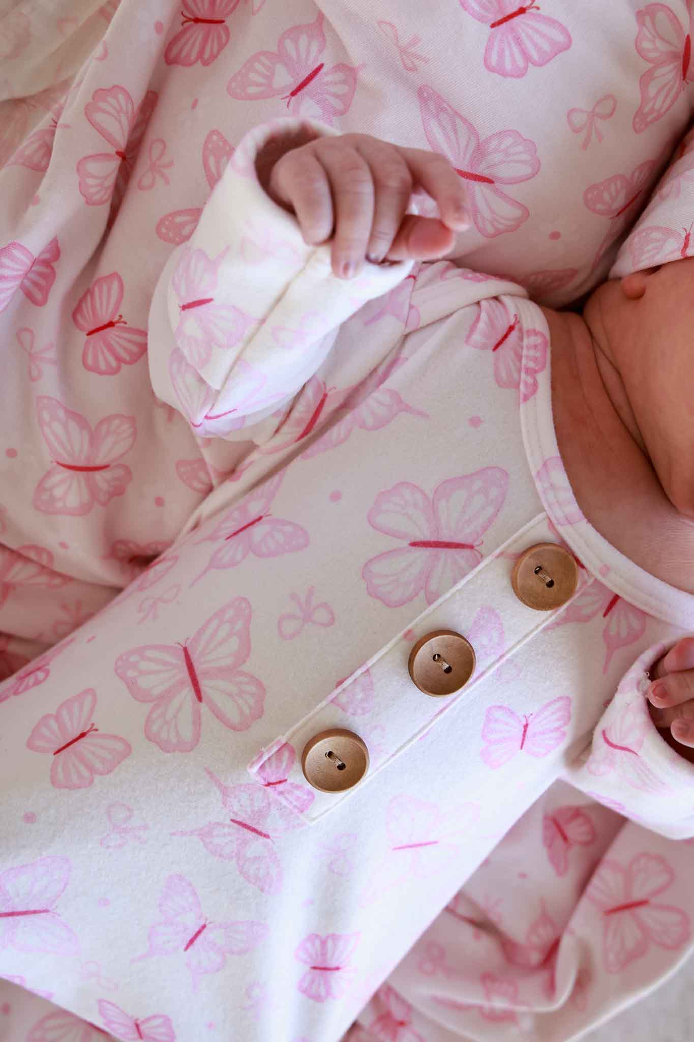 Newborn Baby Knot Gown & Hat Set | Blooming Butterflies