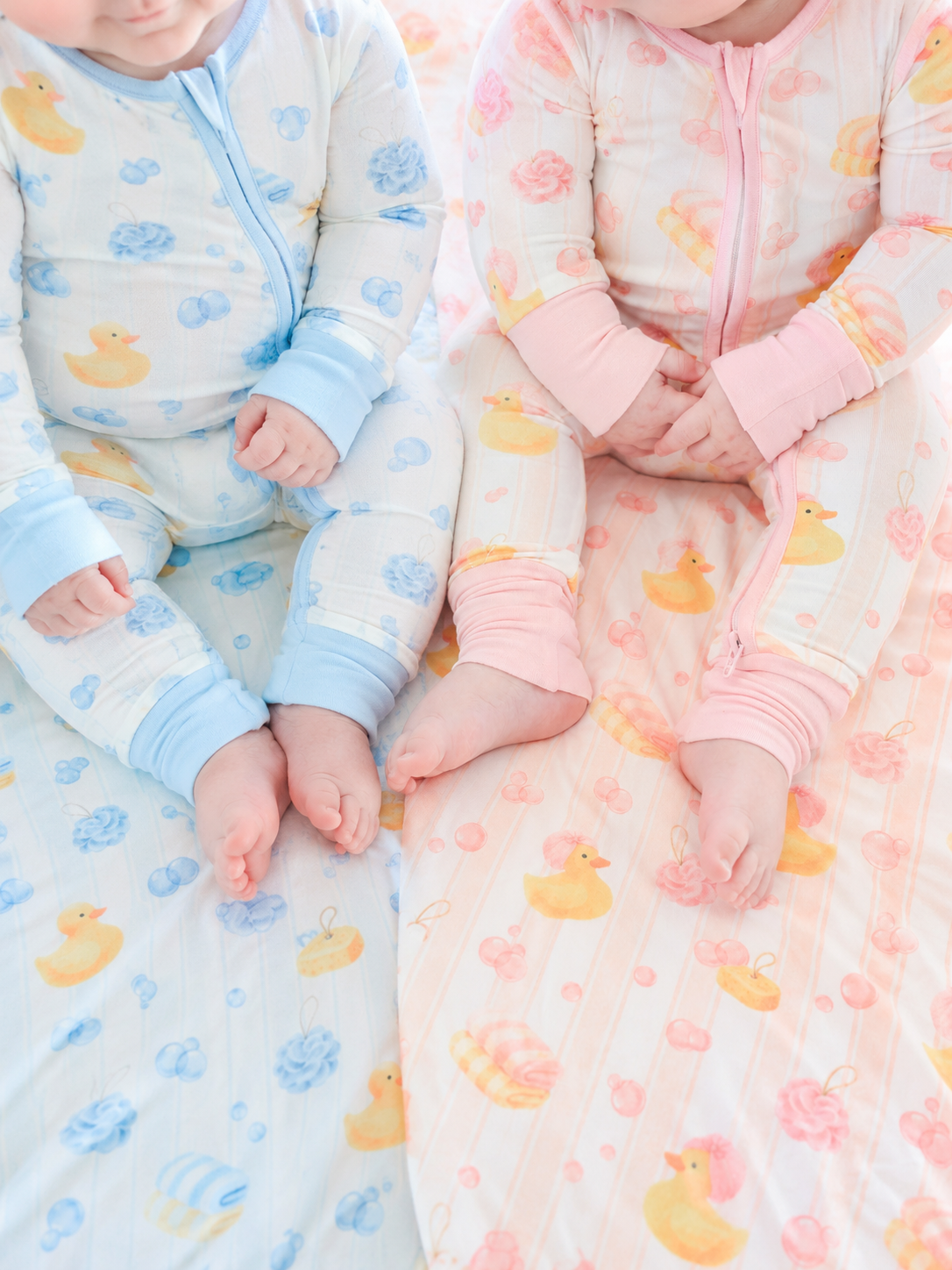 Convertible Bamboo Zip Romper | Bubble Duckies Blue