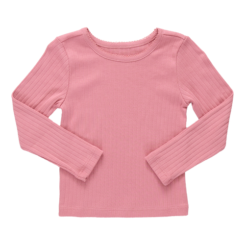 Seesaw Long Sleeve Rib T-shirt - Dark Pink
