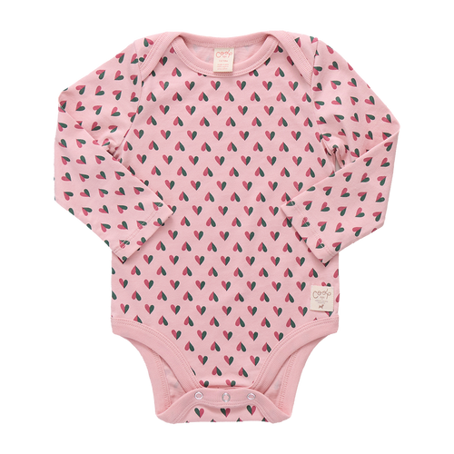 Baby Wonder Bodysuit - Pink Mini Half Hearts
