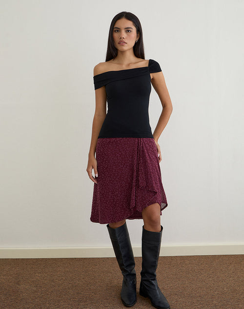 Cuthbe Off The Shoulder Twist Top in Black