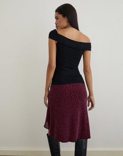Cuthbe Off The Shoulder Twist Top in Black