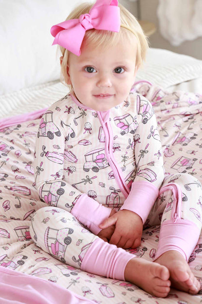 Convertible Bamboo Zip Romper | Caddie Crew Pink