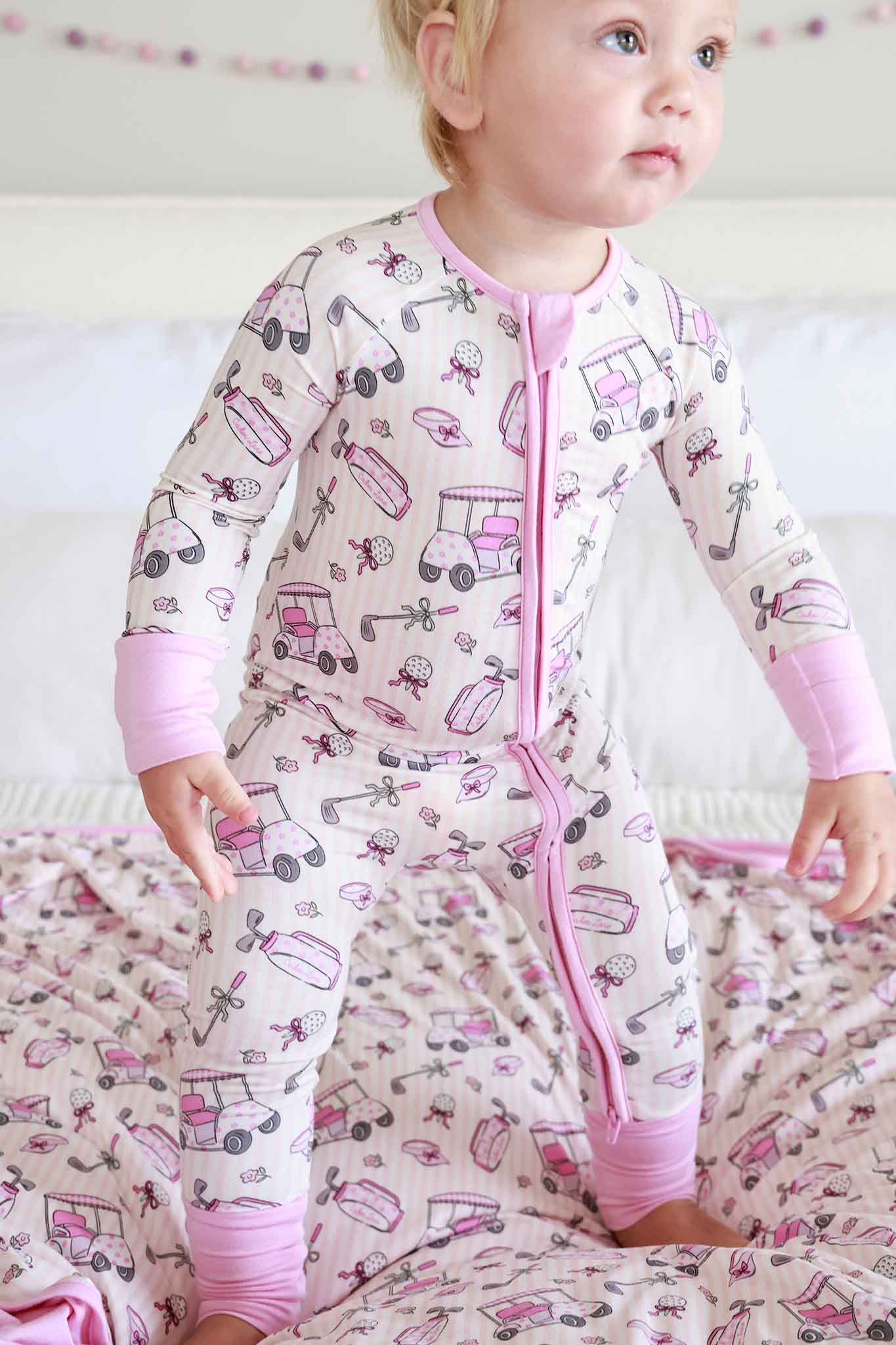 Convertible Bamboo Zip Romper | Caddie Crew Pink