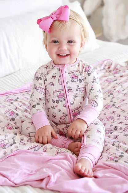 Convertible Bamboo Zip Romper | Caddie Crew Pink