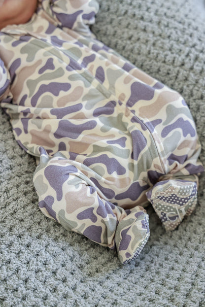 Bamboo Zipper Footie | Camo Cutie