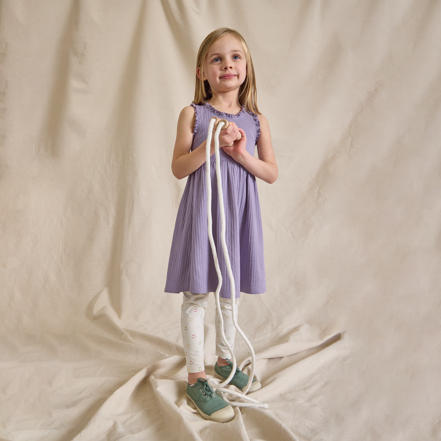 Joy Ruffle Rib Dress - Purple