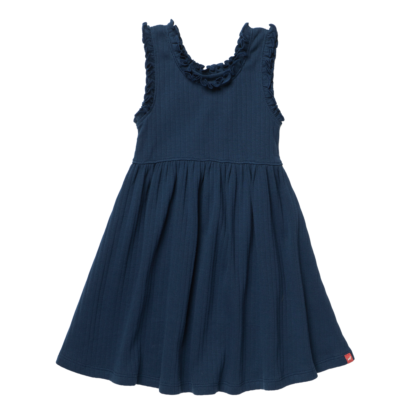 Joy Ruffle Rib Dress - Navy