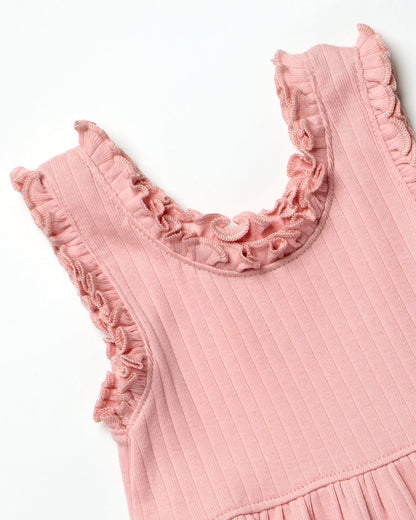 Joy Ruffle Rib Dress - Pink