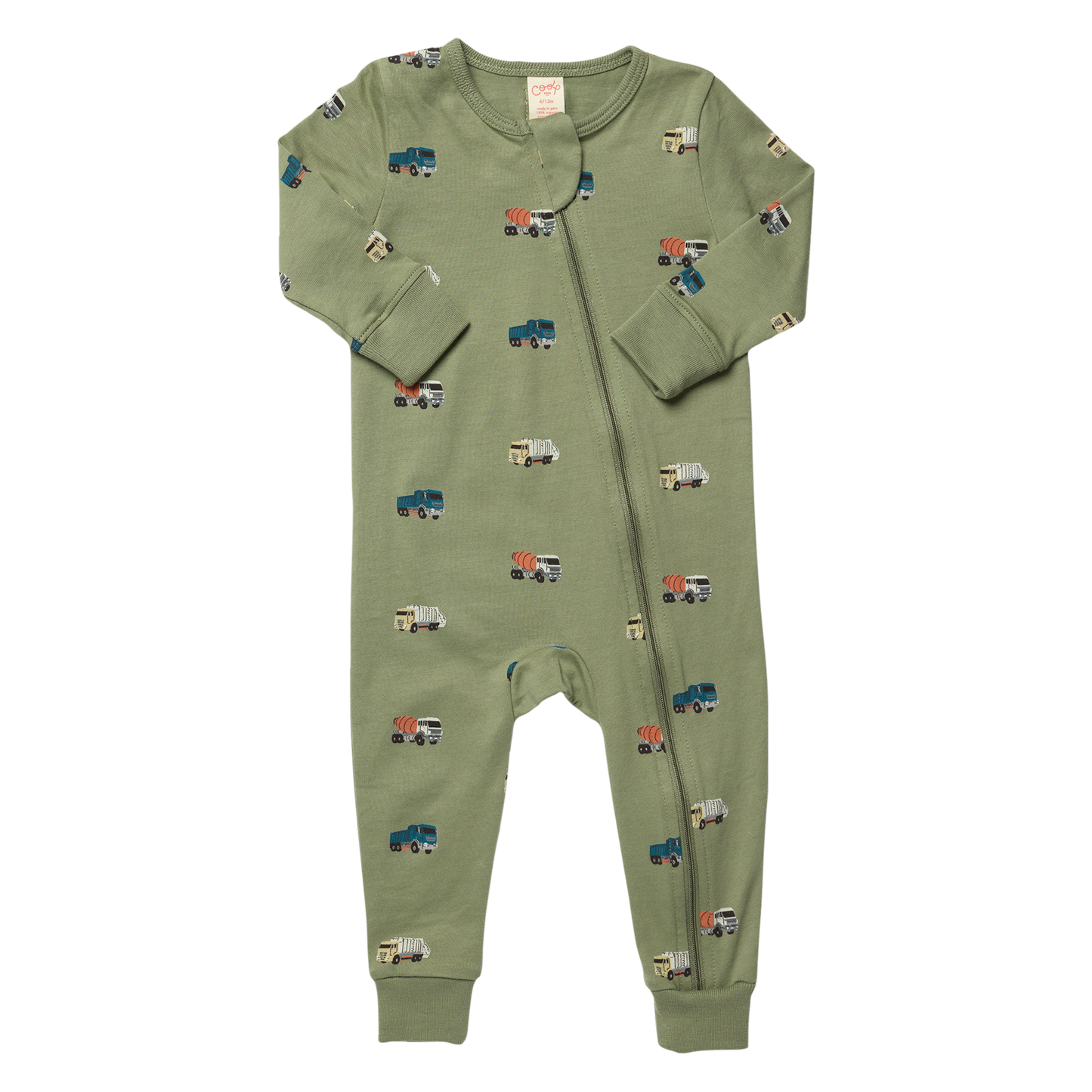 Baby Zip Romper - Trucks