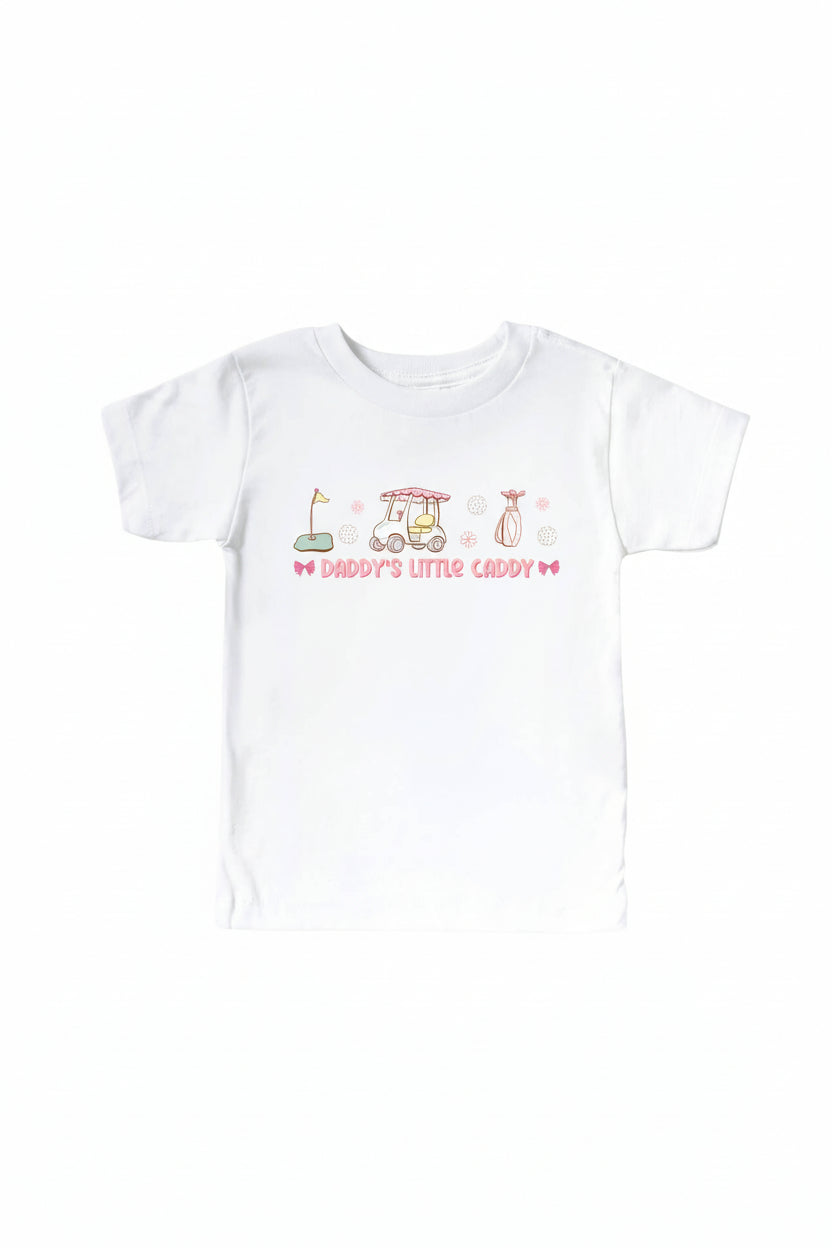 Daddy's Little Caddy Kids Graphic Tee | White