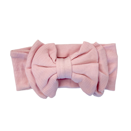 Cotton Jersey Rib Bow Band: Pink