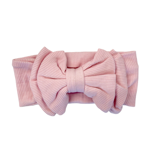 Cotton Jersey Rib Bow Band: Pink