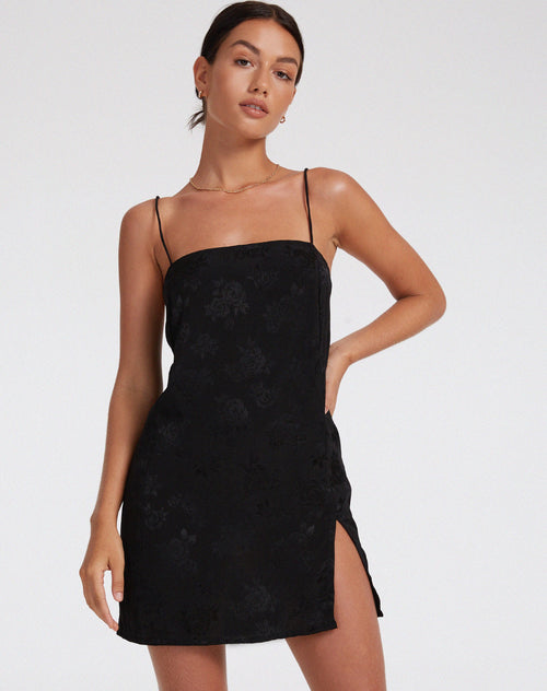 Datista Slip Dress in Satin Rose Black