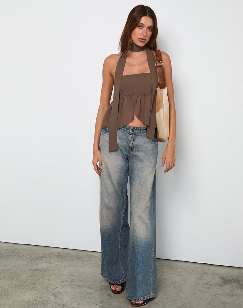Desir Bandeau Top in Chiffon Coffee