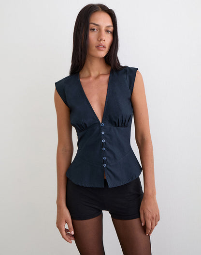 Devlon Blouse in Dark Navy