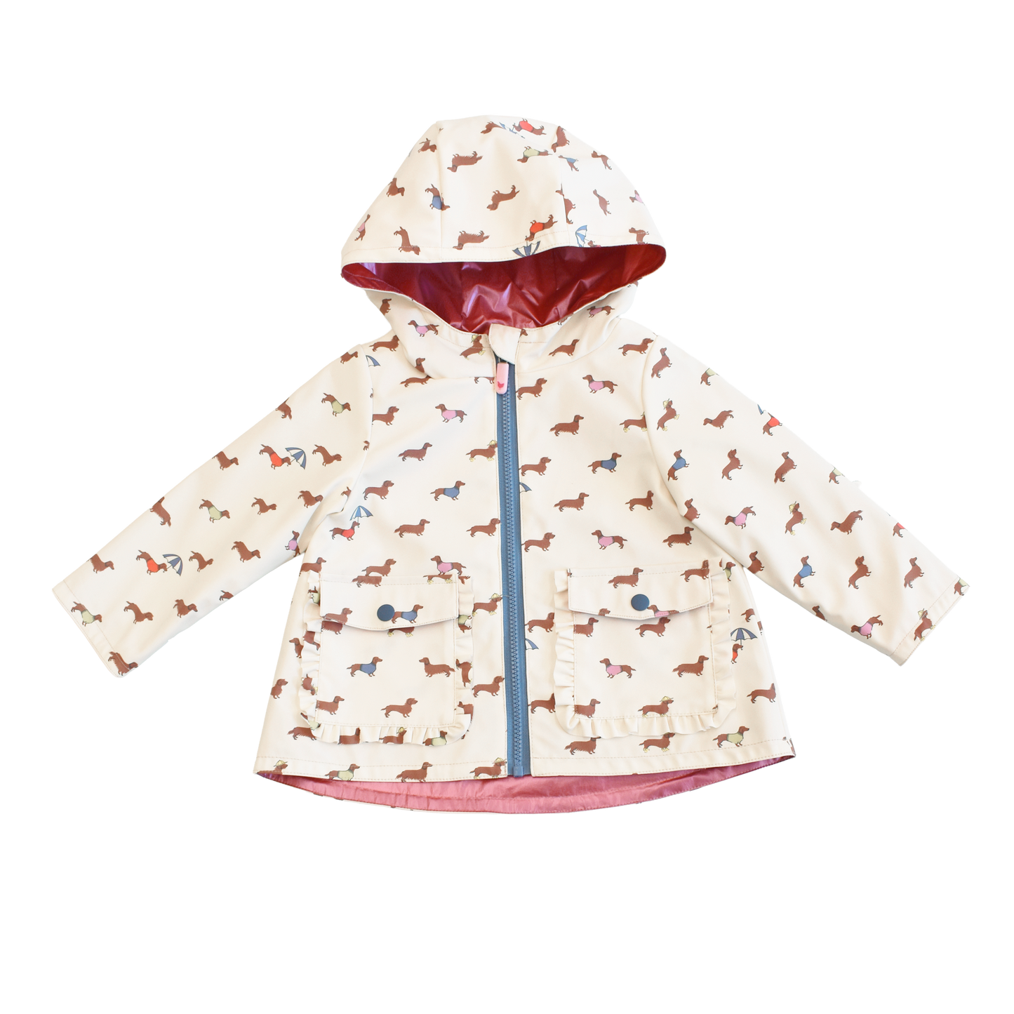 Girls Rafa Reversible Raincoat - Rainy Day Dachshunds