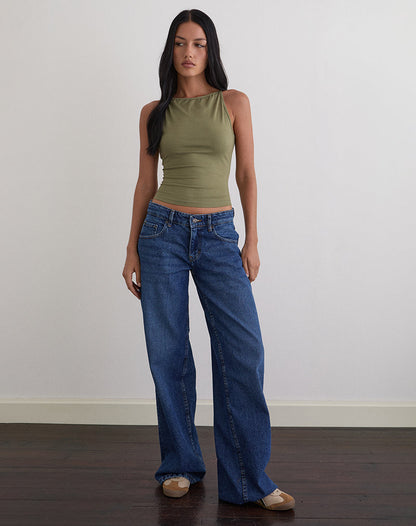 Dudley Vest Top in Jersey Khaki