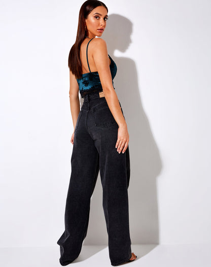 Dyrana Crop Top in Rose Flock Forest Green