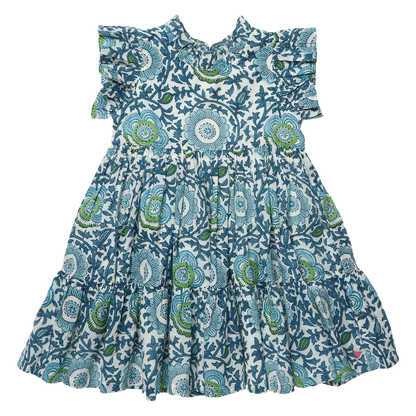 Girls Jennifer Dress - Blue Lisbon Floral