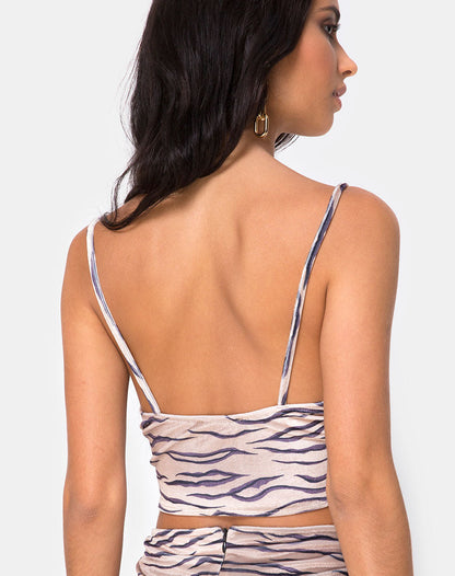 Dyrilla Cropped Bralet in Velvet Golden Tiger