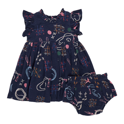Baby Girls Jennifer Dress Set - Tic Tac Toe