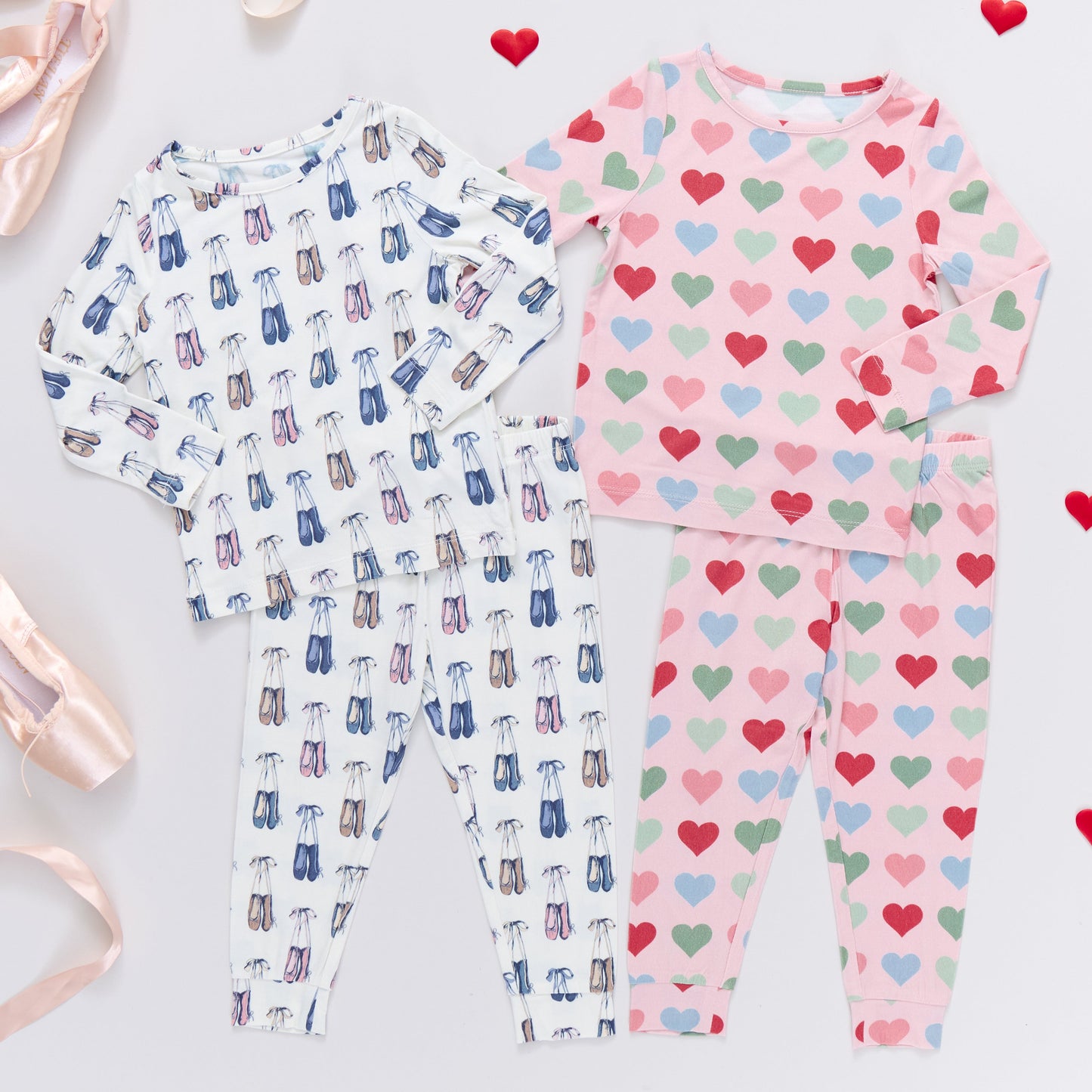 Kids Bamboo PJ Set - Ballet Slippers