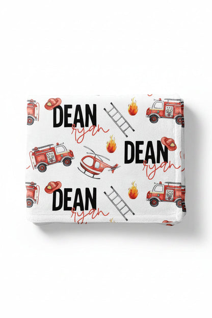 Firetrucks Personalized Toddler Blanket
