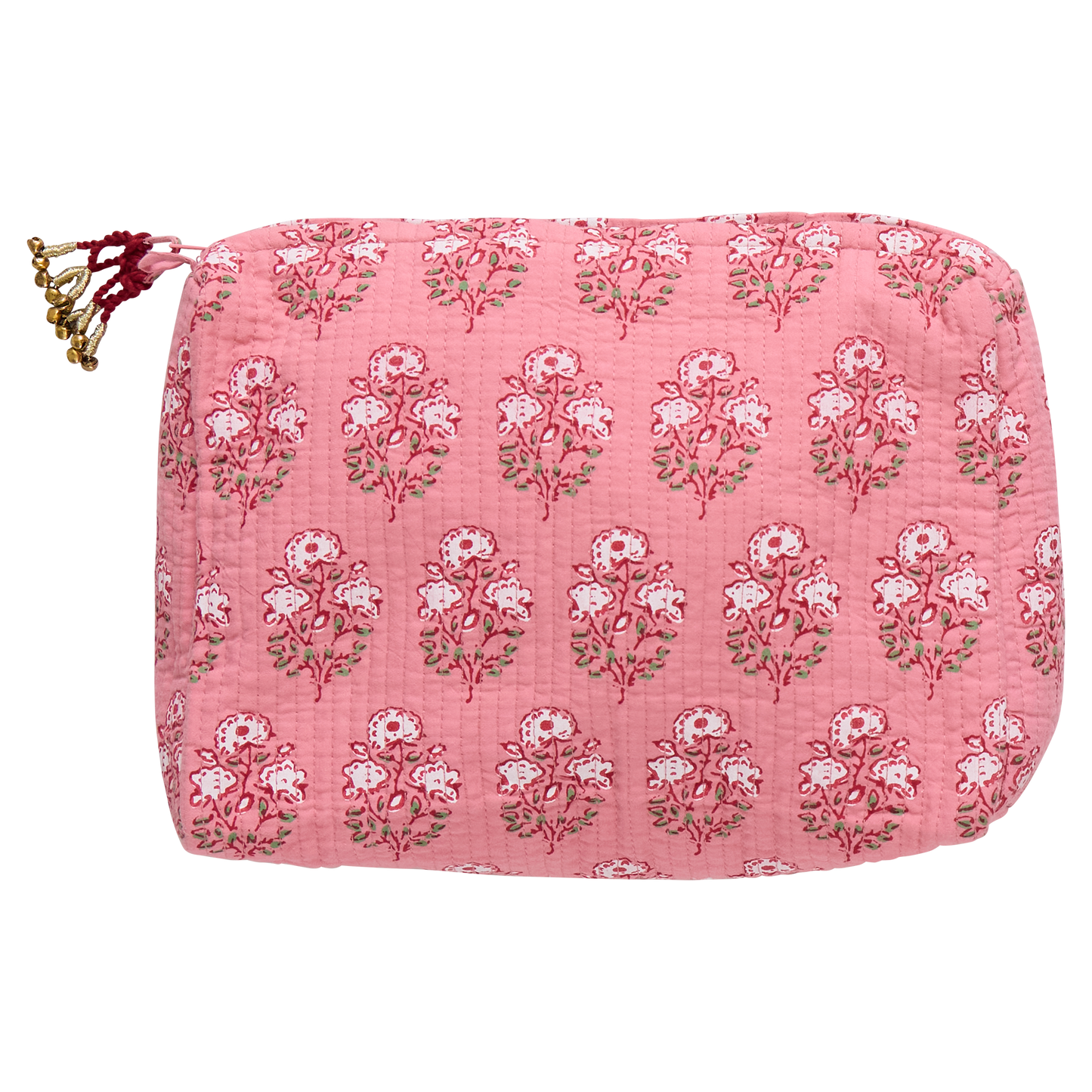 Large Quilted Pouch - Pink Strawflower